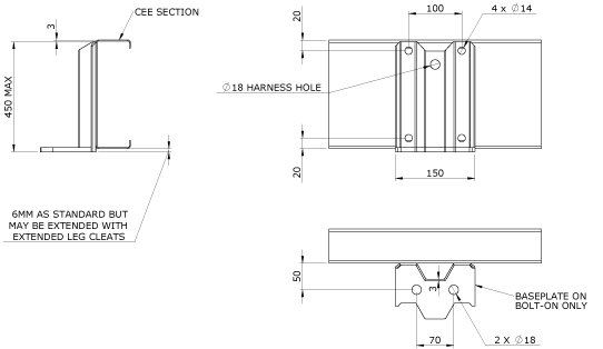 Cleat Connection to Cee Section